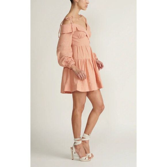 JONATHAN SIMKHAI Bahari Off Shoulder Mini Dress in Sorbet Size S - Picture 2 of 9